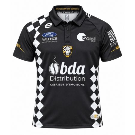 Maglia rugby Valence Romans rosso nero ELDERA_TEK vista frontale