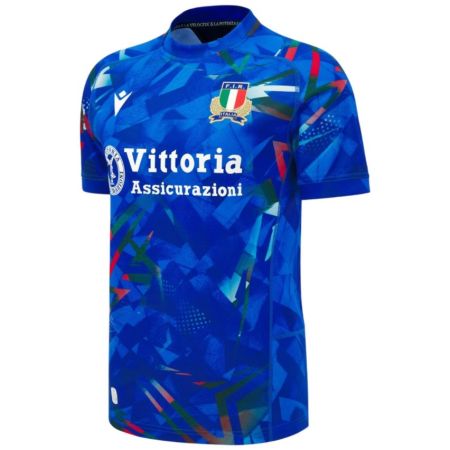 Maglia rugby Italia casa 2026-2027 blu azzurro Macron frontale