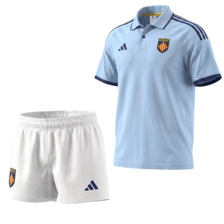 Mini kit rugby USAP Perpignan rosso e oro Adidas 2026-2027
