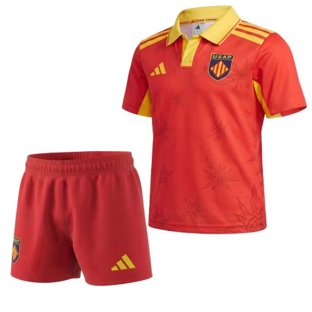 Mini-kit USAP trasferta 2026-2027 Adidas bambino bianco rosso e oro