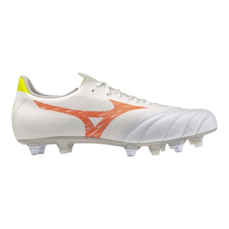 Scarpa Mizuno Morelia Neo V β bianca arancione gialla profilo esterno