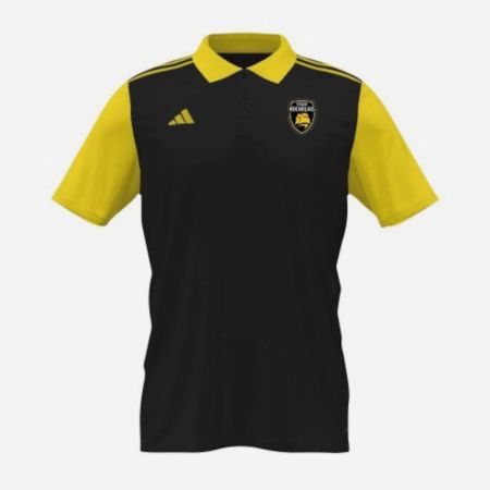 Polo giallo Stade Rochelais Adidas taglio aderente loghi ricamati