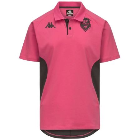 Polo rugby Stade Français Paris Kappa rosa fandango vista frontale