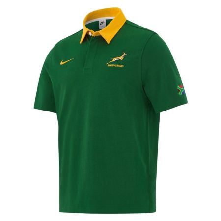 Polo Rugby Springboks Nike Cotone Verde Oro Maniche Corte
