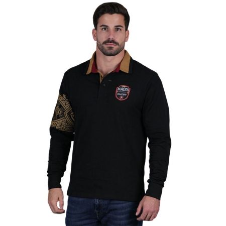 Polo Rugby manica lunga Maori Nero - Ruckfield