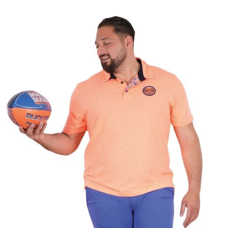 Polo Rugby Maori Rugby Manches Courtes Orange Vif et Bleu - Ruckfield