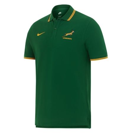 Polo piqué verde Springboks Nike vista frontale stemma ricamato