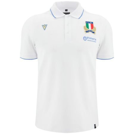 Polo da Viaggio Rugby Italia 2025/2026 Bianco - Macron



