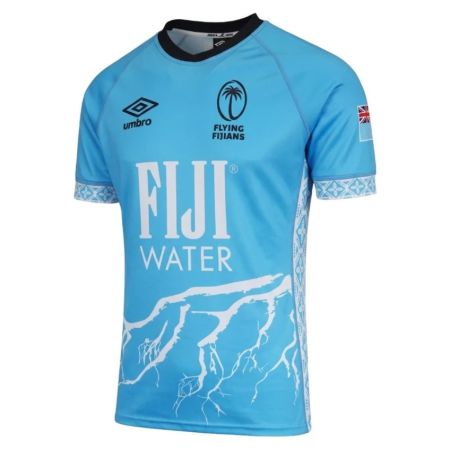 Maglia rugby bambino Fiji trasferta blu navy motivi bianchi Umbro vista frontale