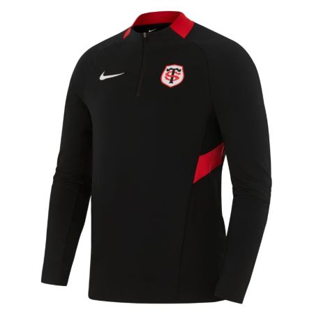 Maglietta 1/4 zip Stade Toulousain Nike nero rosso vista posteriore uomo