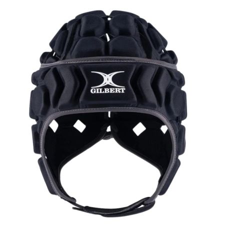 Casco rugby Gilbert Octane nero grigio protezione giocatore