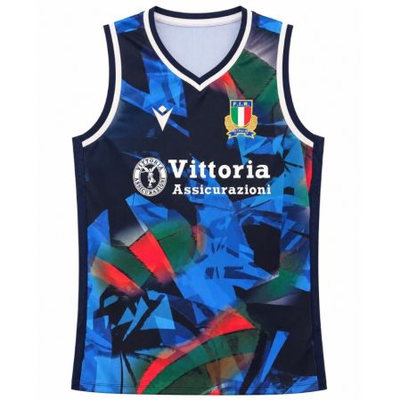 Canottiera rugby Italia FIR Macron blu marino rosso verde