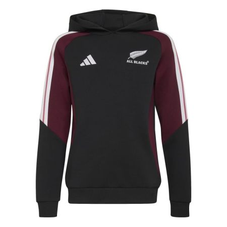 Felpa cappuccio All Blacks bambino nero bordeaux Adidas vista frontale