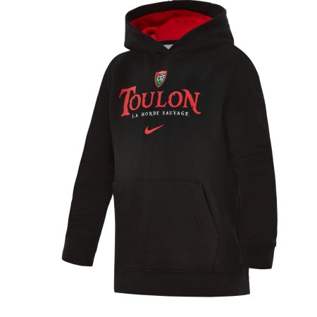 Felpa con cappuccio RC Toulon bambino Nike nero rosso vista frontale