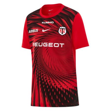 Maglietta riscaldamento rugby bambino Stade Toulousain Nike rossa nera fronte
