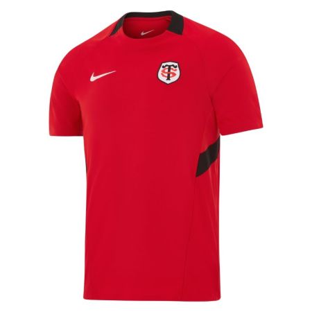 Maglietta allenamento Stade Toulousain Nike rosso pannello nero dettaglio stemma
