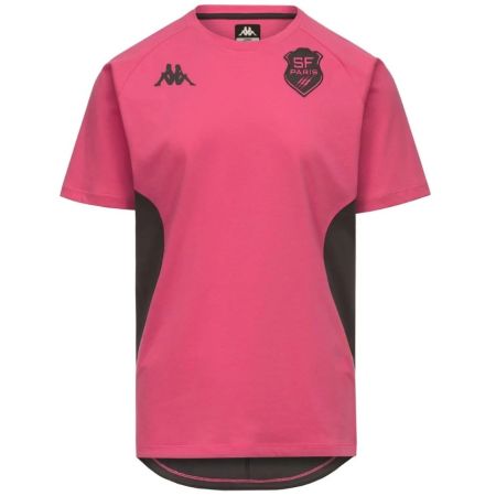 T-shirt rugby Stade Français Paris rosa e grigia Kappa vista frontale