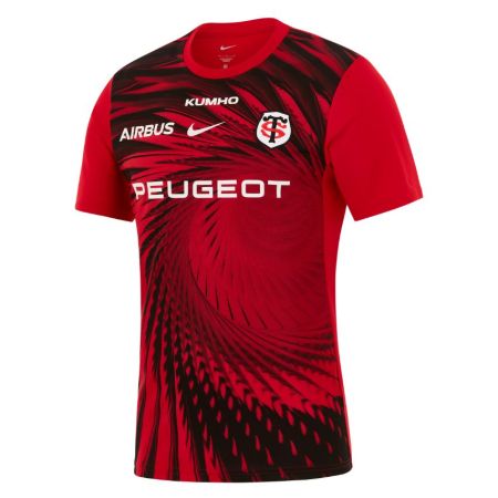 Maglia pre-match Stade Toulousain Nike rosso nero motivo turbine vista frontale