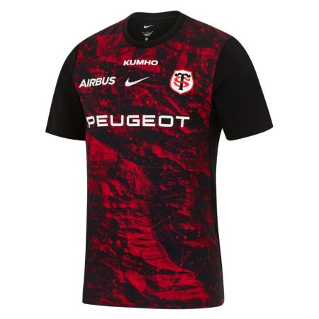 Maglietta riscaldamento Nike Stade Toulousain nero rosso vista frontale