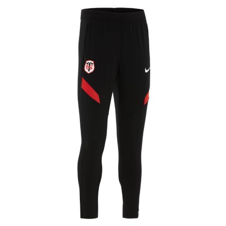 Pantaloni Nike Stade Toulousain neri, inserto rosso diagonale, stemma ricamato