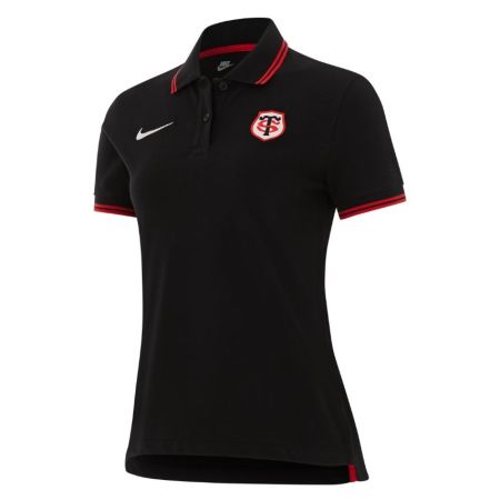 Polo nero donna Stade Toulousain Nike cotone piquet stemma ricamato