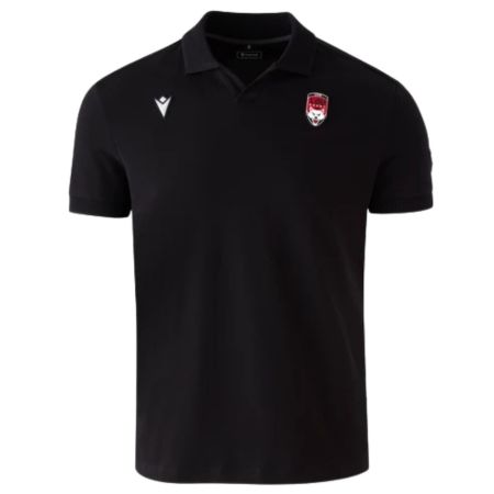 Polo Travel LOU Rugby Nero Macron vista frontale stemmi ricamati