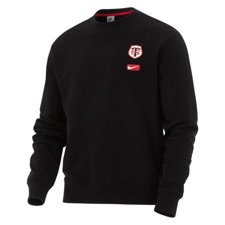 Felpa crew Stade Toulousain Nike nero rosso stemma ricamato uomo