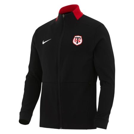 Giacca Nike Stade Toulousain nera collo alto rosso stemma ricamato
