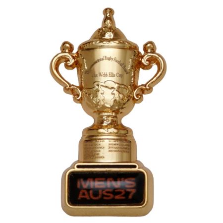 Spilla trofeo Webb Ellis metallo smaltato Rugby World Cup 2027
