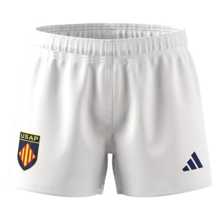 Pantaloncini rugby bambino USAP Perpignan rosso e oro Adidas trasferta