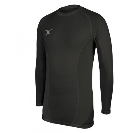 Sottomaglia termica nero Gilbert Atomic II bambino taglio aderente rugby