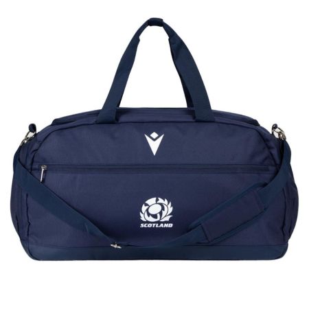 Borsa duffle rugby Scozia Macron blu navy bianco cardo ricamato frontale