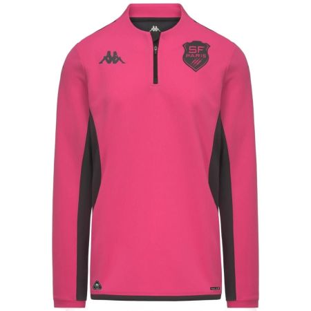 Felpa 1/4 zip allenamento rugby Stade Français Paris rosa Kappa