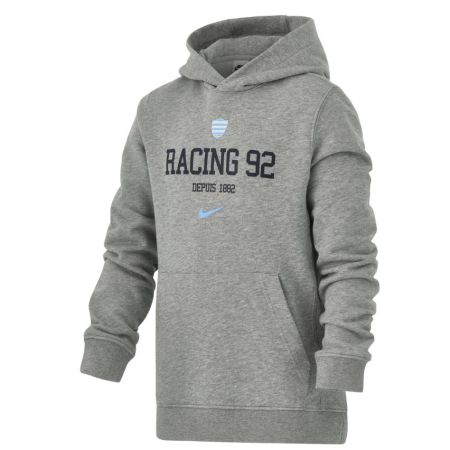 Felpa con cappuccio Racing 92 Nike grigio melange bambino vista frontale