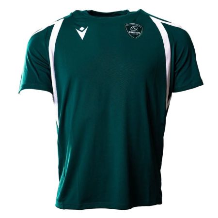Maglietta verde allenamento staff Section Paloise Macron vista frontale inserti mesh