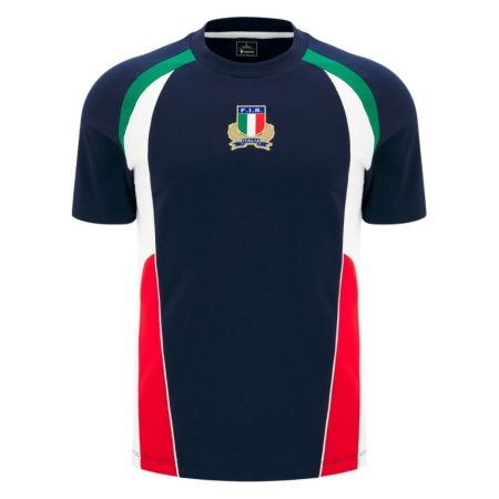 T-shirt rugby Italia tifoso heritage blu navy Macron