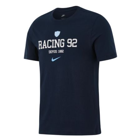 T-shirt Racing 92 Nike blu marino grafica azzurro bianco vista frontale