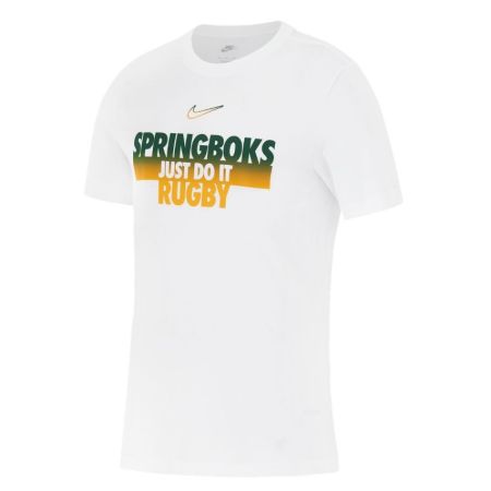 T-shirt Nike bianca Springboks Just Do It con stampa sfumata verde vista frontale