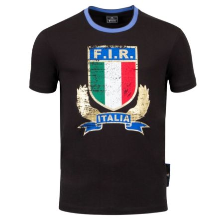 T-shirt Tifoso Rugby Italia 2025/2026 Nera - Macron

