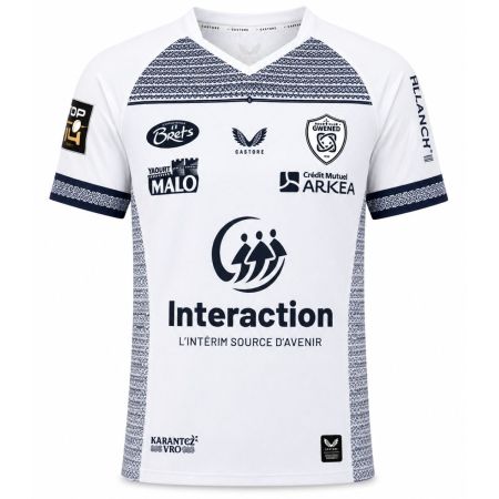 Maglia rugby RC Vannes trasferta 2026 Castore bianca blu navy