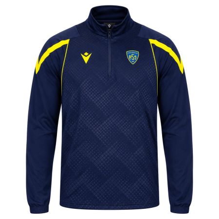 Felpa allenamento rugby ASM Clermont blu navy Macron 2026-2027 zip 1/4