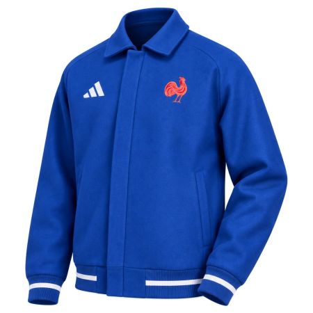 Giacca Bomber Travel Adidas Francia Rugby 2026-2027 Blu Uomo