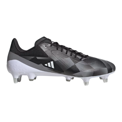 Scarpe da Rugby Adizero RS15 Ultimate (SG) Tacchetti Ibridi Terreno Morbido Nero/Bianco/Grigio - Adidas