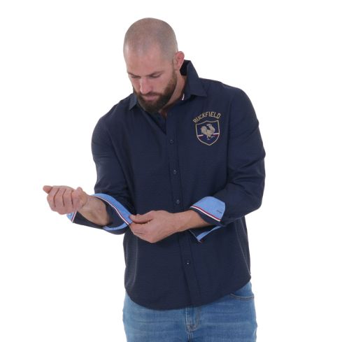 Camicia a Maniche Lunghe Francia Blu Marino - Ruckfield