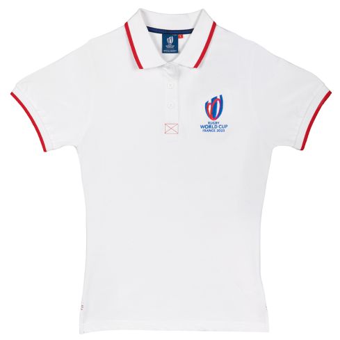Polo Rugby Femme Logo Coupe du Monde de Rugby France 2023 Blanc - Sportfolio