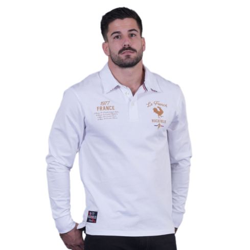 Polo a maniche lunghe French Rugby Club bianco - Ruckfield