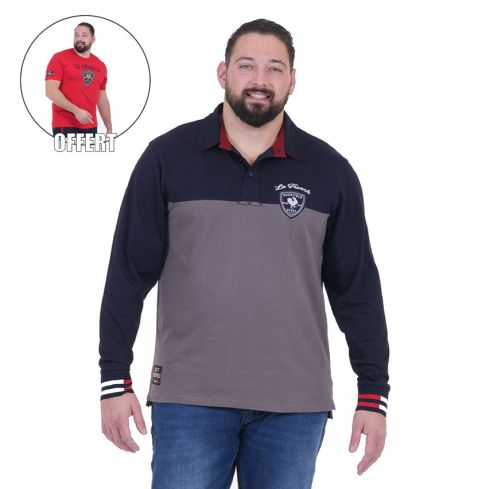 Polo a maniche lunghe French Rugby Club blu navy + 1 t-shirt in omaggio - Ruckfield