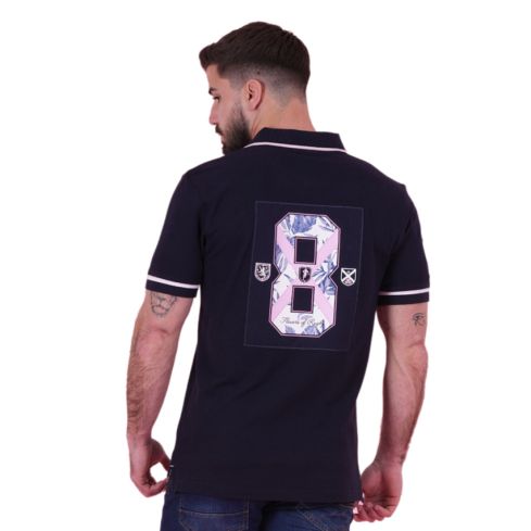 Polo Rugby Maniche Corte Flowers of Rugby 8 sulla Schiena Blu Marino - Ruckfield
