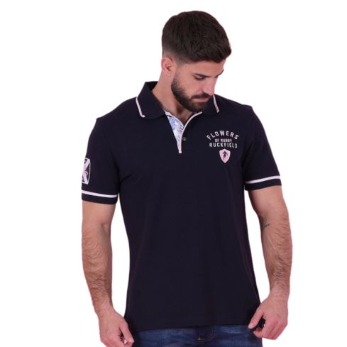 Polo da Rugby a Maniche Corte Flowers of Rugby 8 sul Retro Blu Navy - Ruckfield