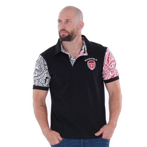 Polo Rugby Manica Corta Maori Nero - Ruckfield